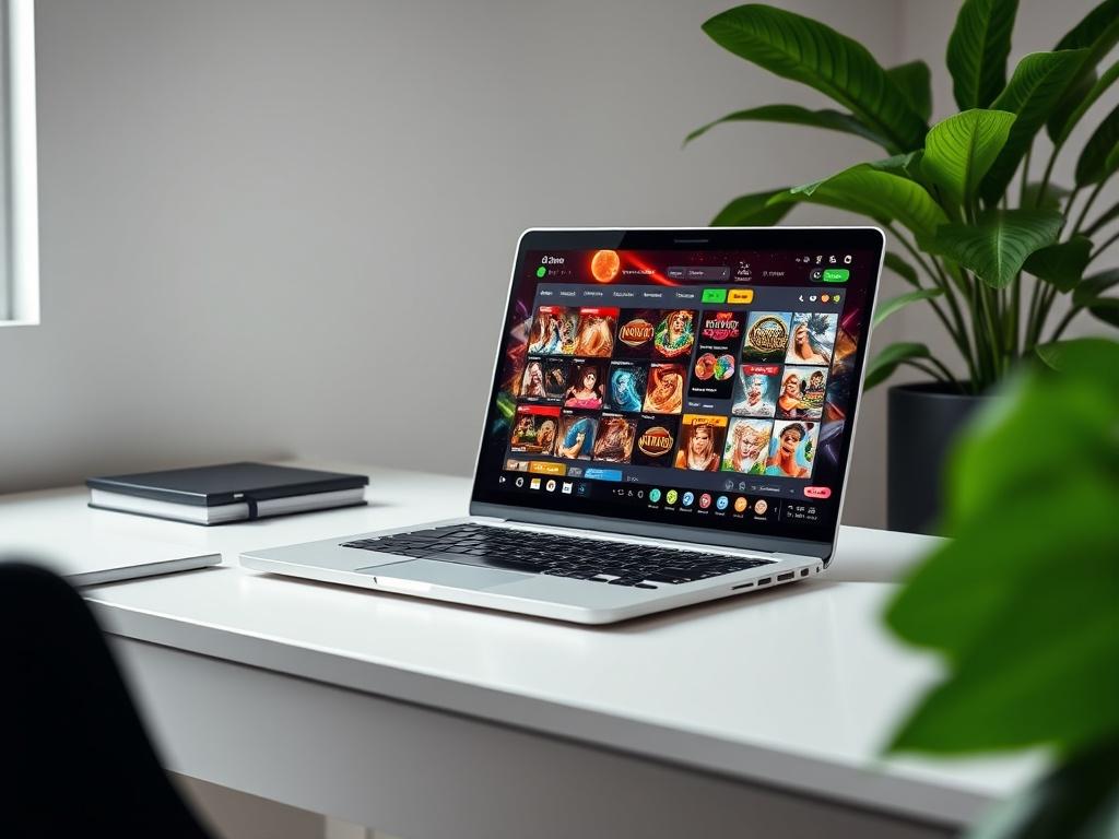 A photorealistic image of a modern online casino interface displayed