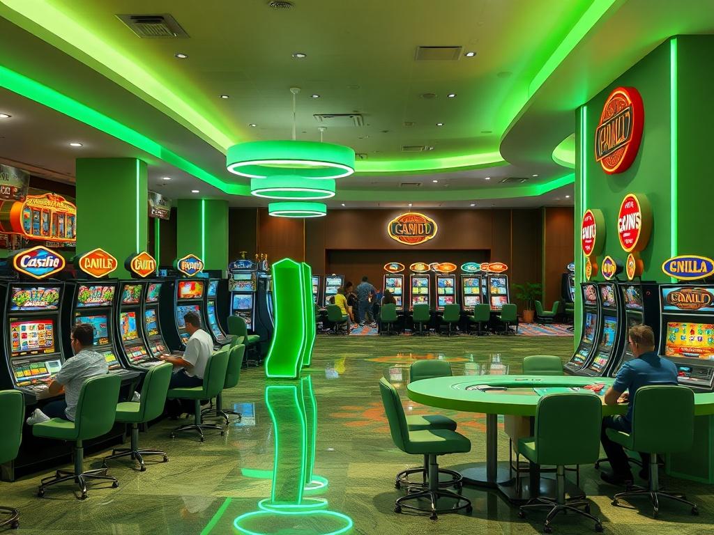 A high resolution image showcasing a vibrant, modern casino gaming
