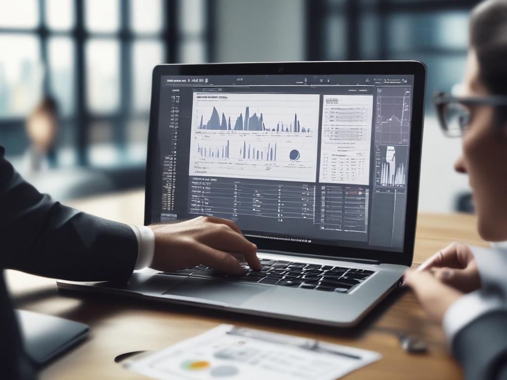 A close up shot of a financial analyst reviewing a
