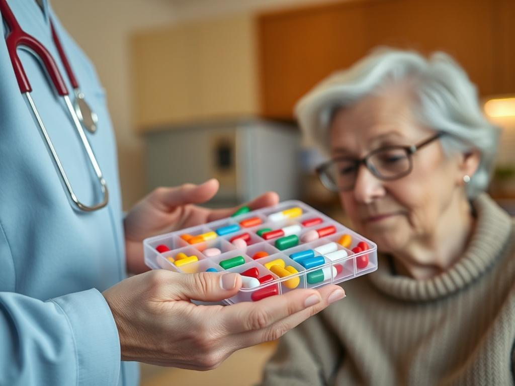 A close up shot of a pill organizer filled with