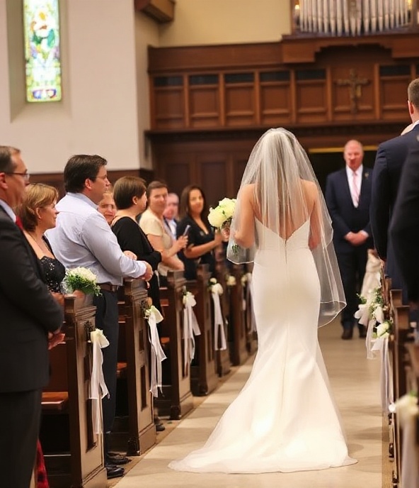 Bride walking down aisle