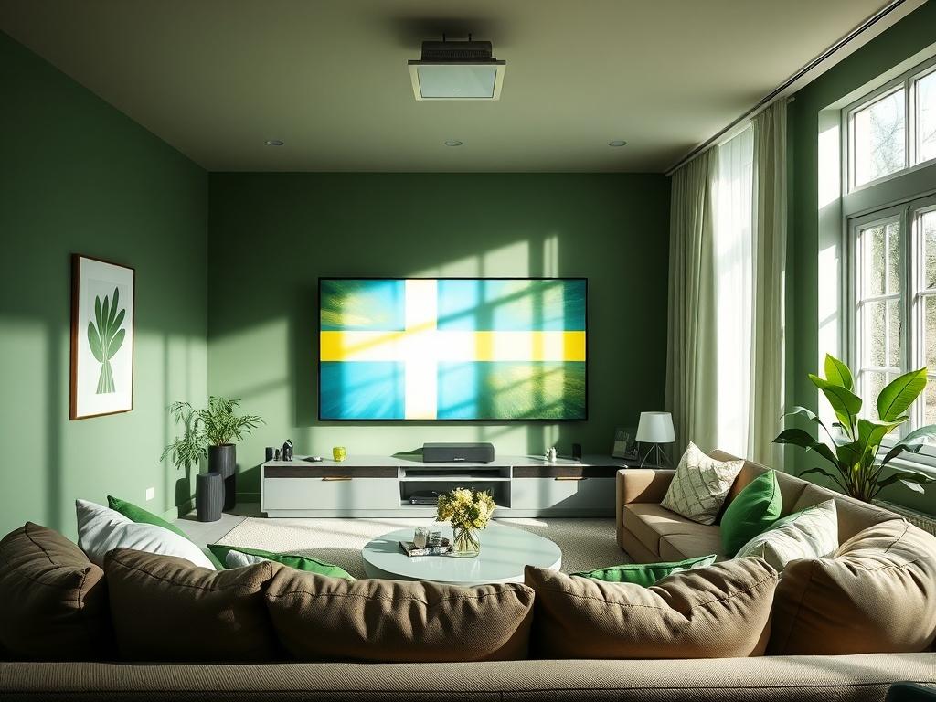 A high resolution image showcasing a stylish home theater setup