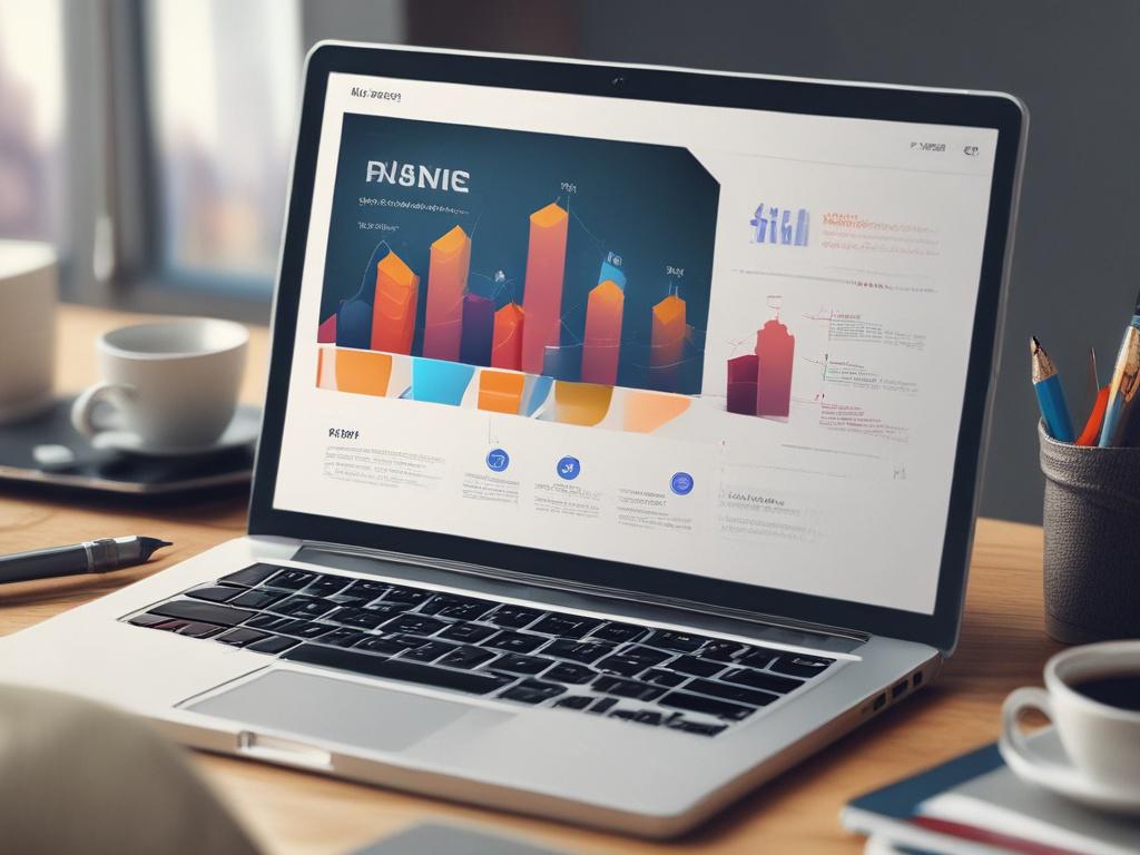 A close-up shot of a professionally designed PowerPoint slide displayed on a sleek laptop screen. The slide features vibrant graphics, clear charts, and elegant typography, set against a modern office background. The composition highlights the clarity and visual appeal of the content, with soft lighting emphasizing the details. The dominant color scheme in the design matches an RGB value of (50, 170, 39) for a fresh and engaging look.