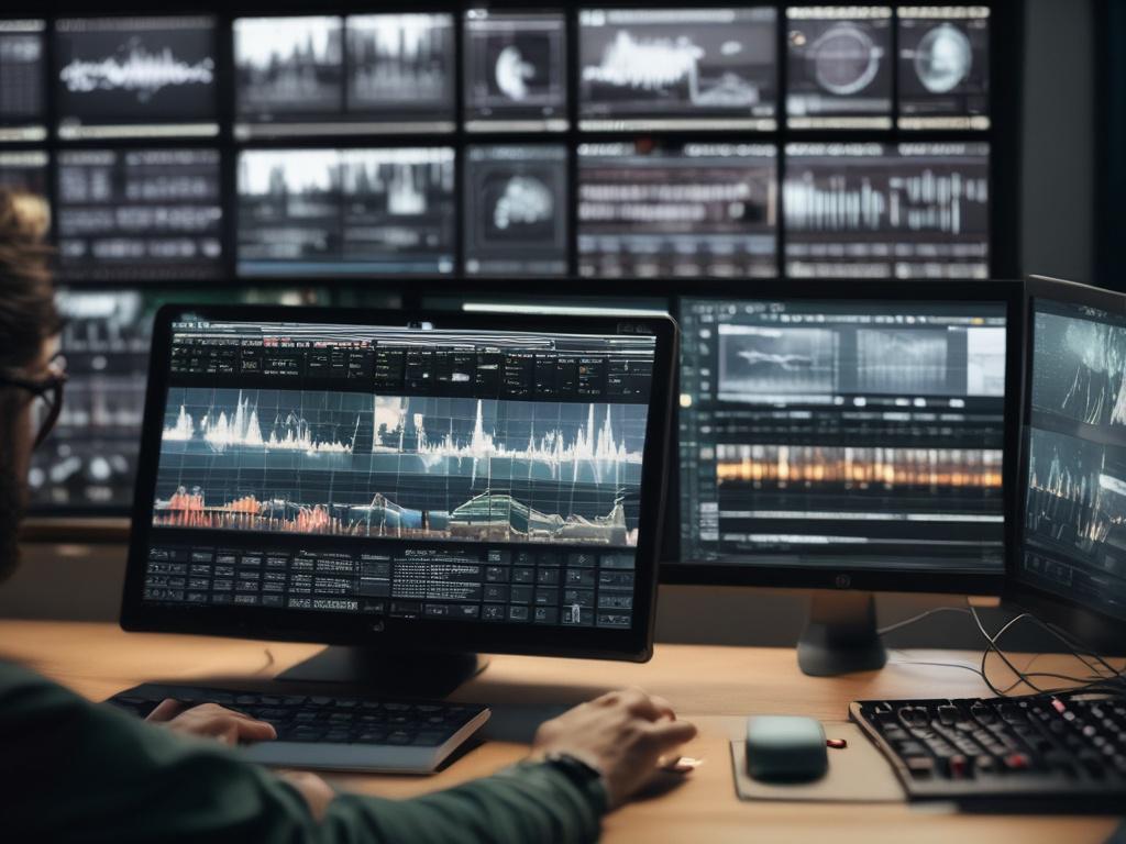 A close up shot of a video editor working on