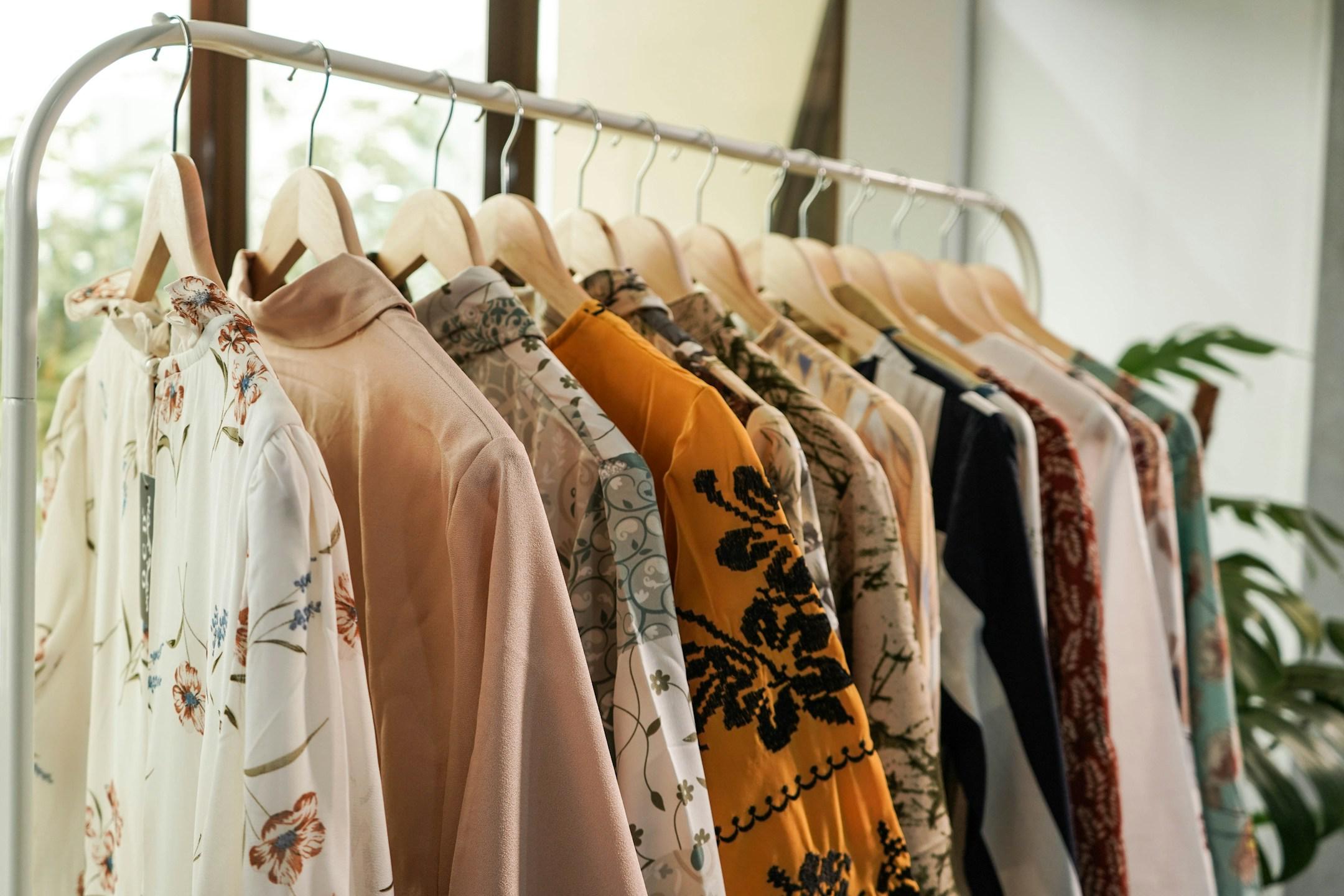 Some of the clothes in hangers.