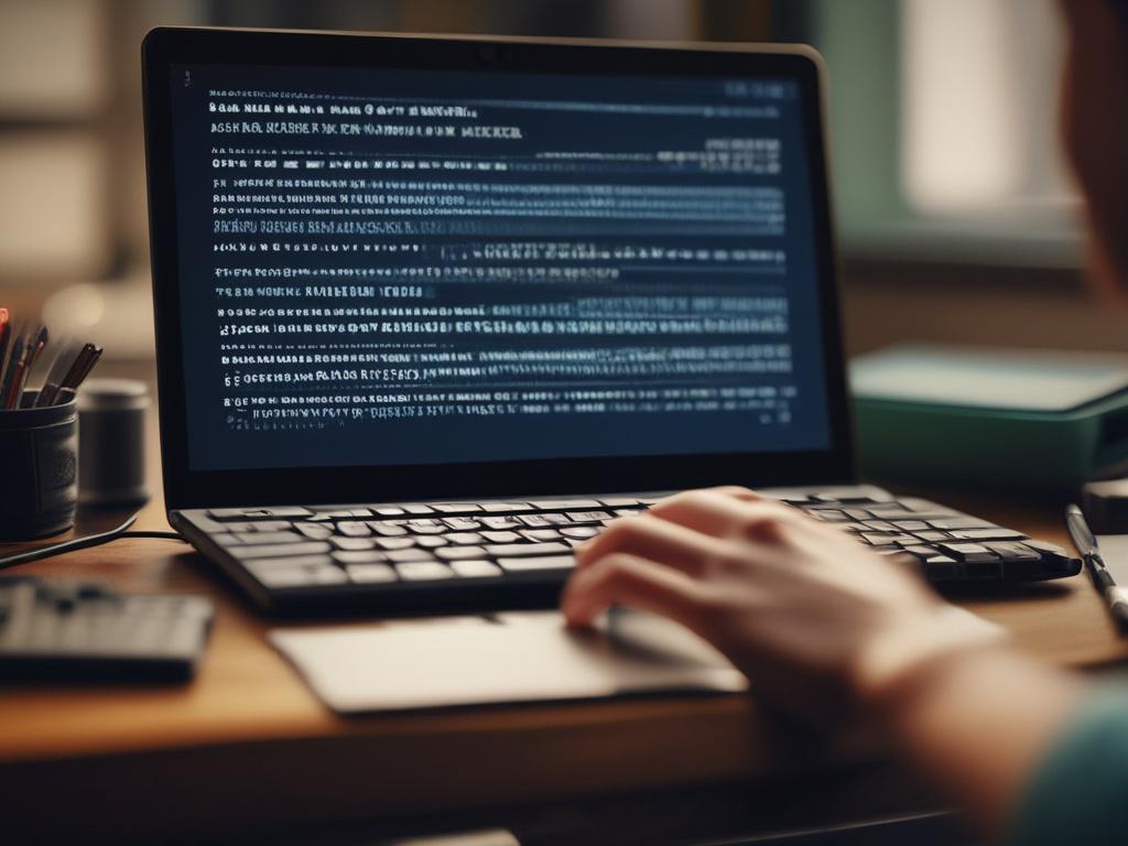 A hyper realistic close up shot of a programmer's hands