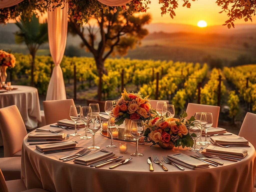 An elegantly decorated banquet table set for a corporate event