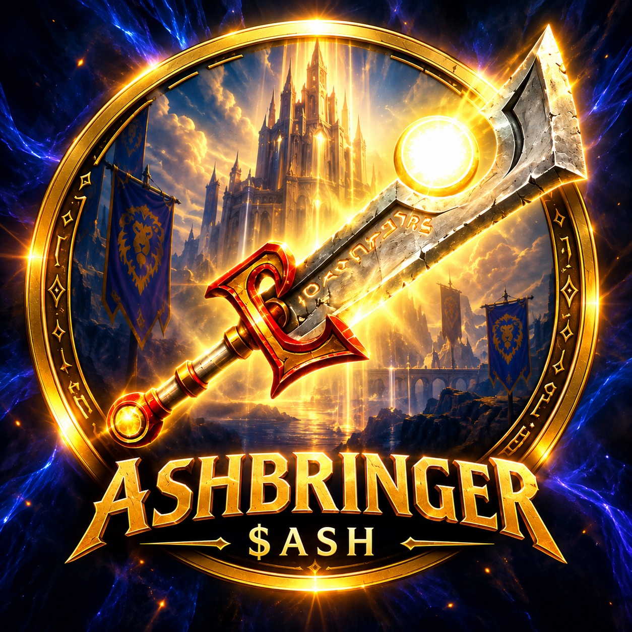Ashbringer $ASH coin artwork — a pristine circular coin with engravings
