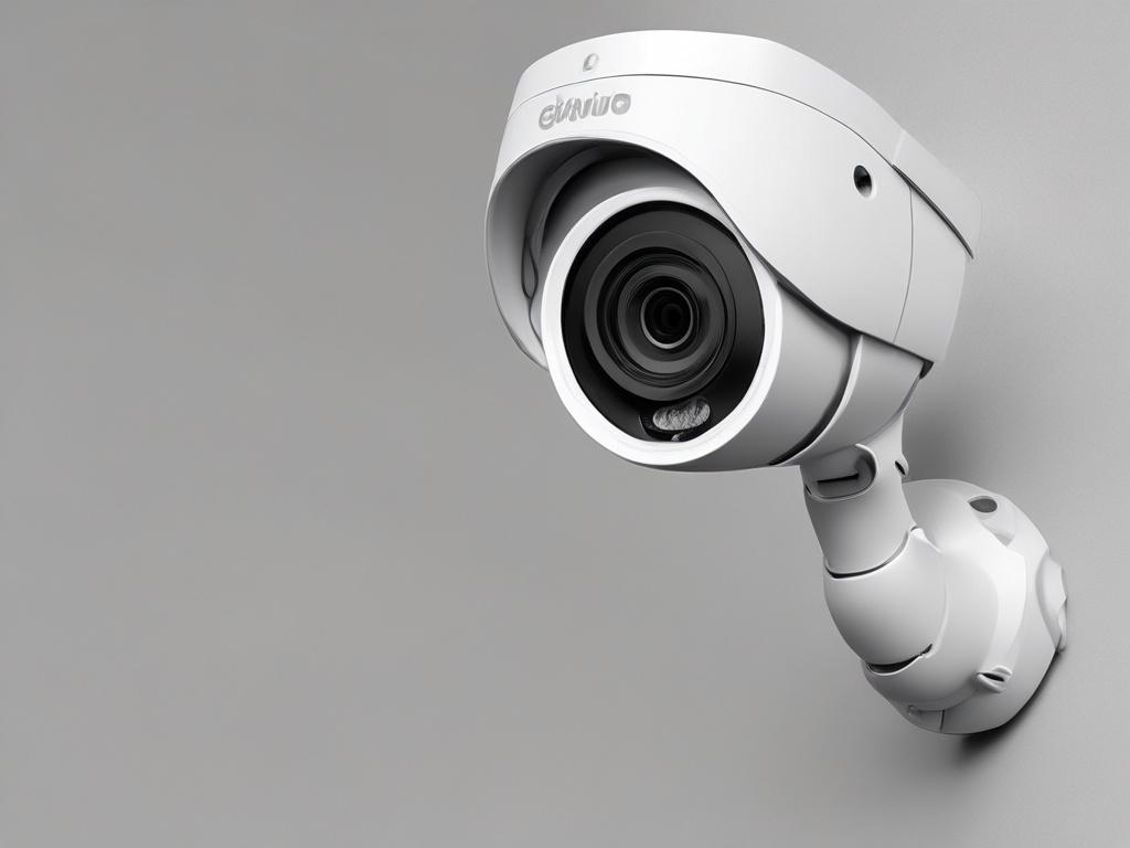 Create a hyper-realistic, close-up image of the Dahua DH-IPC-HDW2431T-AS security camera. The camera should be the only subject in the image, showcasing its sleek design and features. Use a simple white background to ensure focus on the product. The camera should be rendered in high resolution, displaying fine details such as the lens and housing. Use lighting that emphasizes the camera's modern aesthetics and create a professional look with a soft focus on the background.