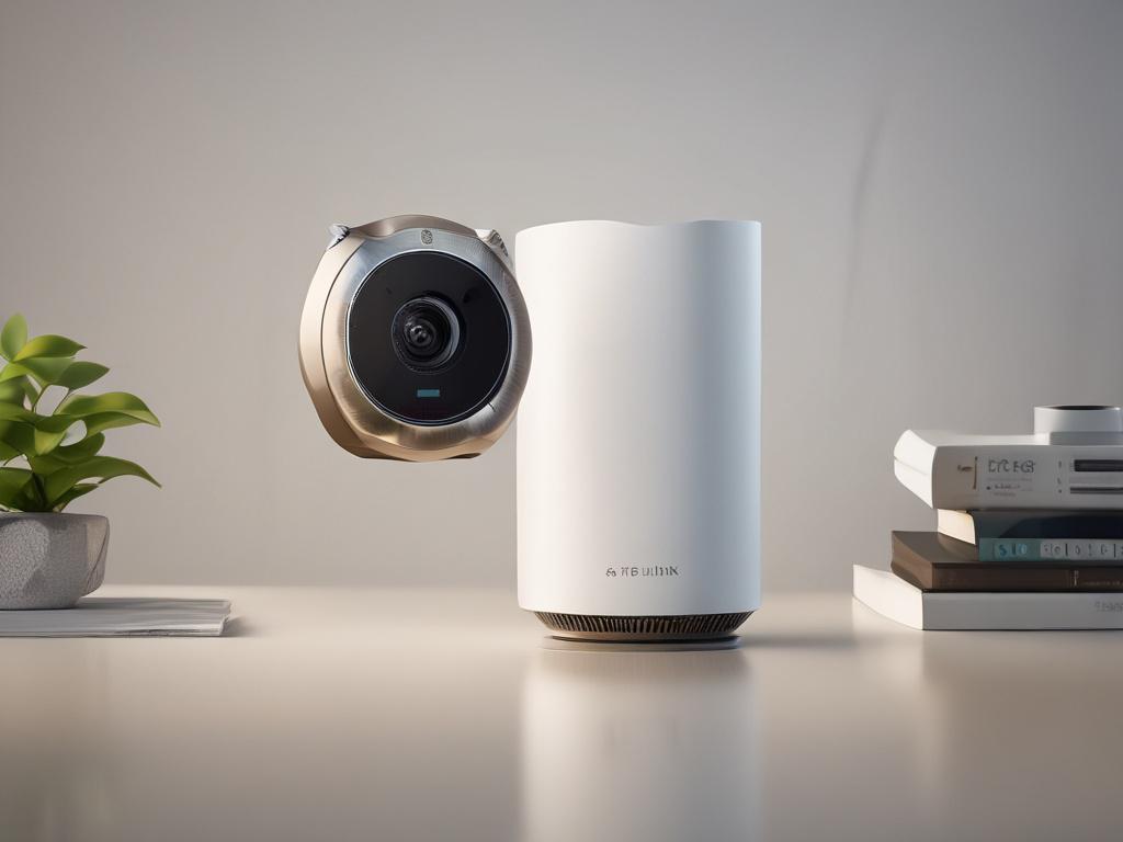 A hyper-realistic close-up of the TP-Link Deco X60 device, highlighting its modern design and sleek contours. The background should be minimalistic, focusing on the product itself. Use a soft-focus effect to enhance the device’s features, ensuring clear visibility of its details. The color scheme should align with the RGB(2, 86, 197) primary color for consistency.