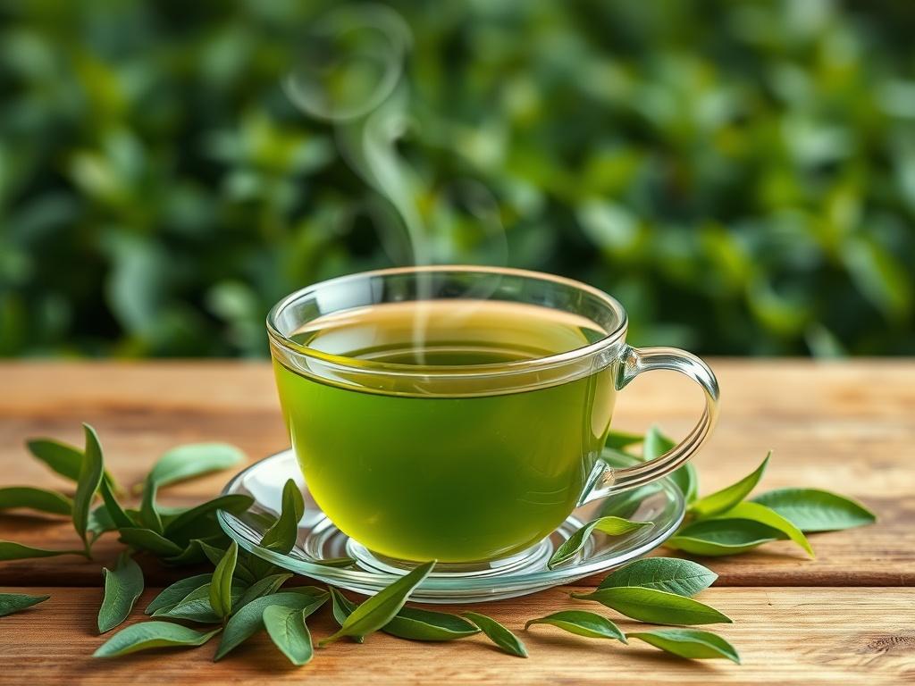 A realistic high resolution image of a steaming cup of