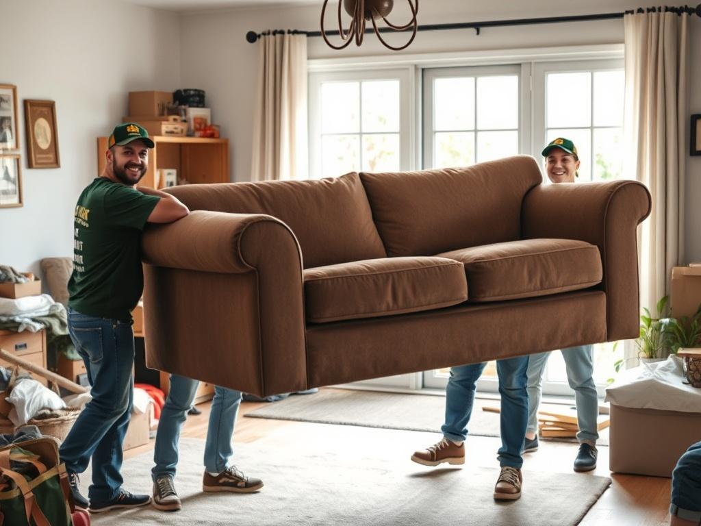 A realistic high resolution of a friendly, professional junk removal