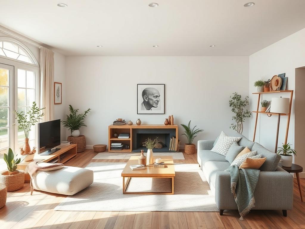 A clean and organized living room after a full property