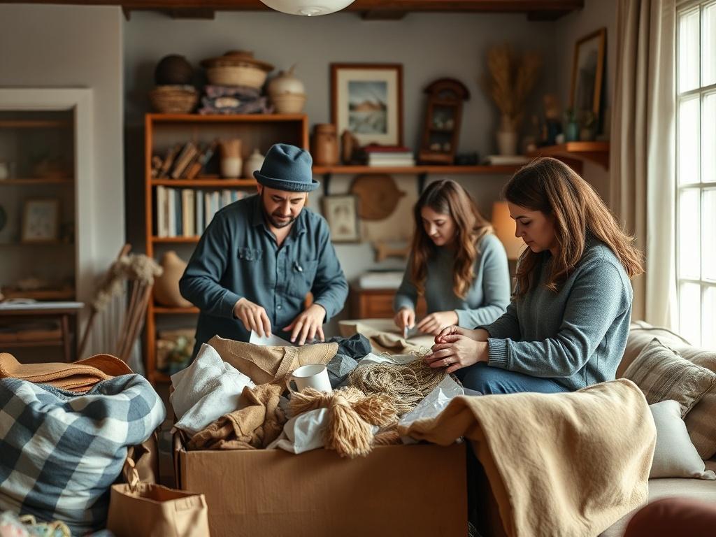 A respectful and professional team sorting through personal belongings in