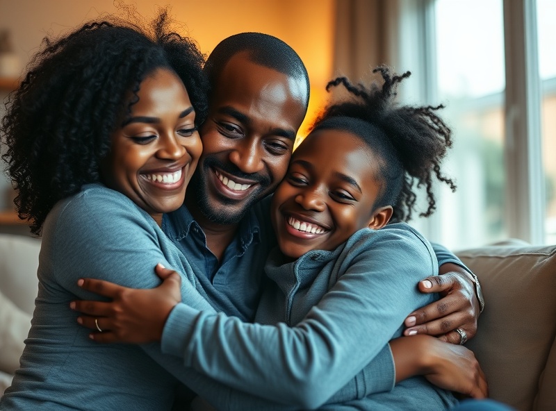 African-American family together, supporting youth with Type 1 Diabetes