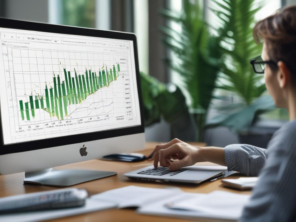 A close up shot of a person analyzing stock charts