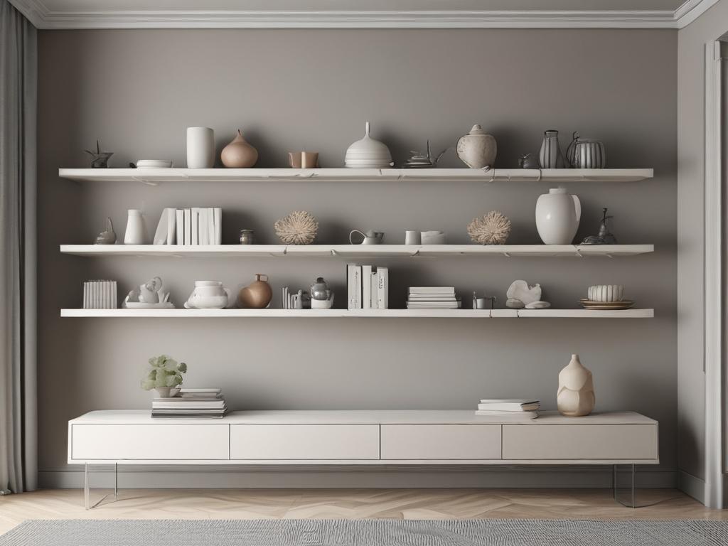 chic floating shelves, modern decor, minimalist shelving