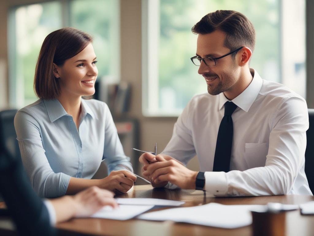 A close up shot of an insurance agent discussing life