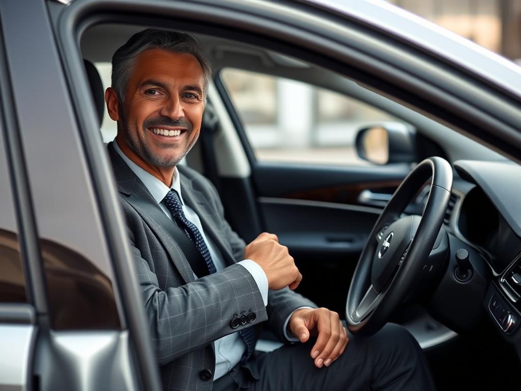 A close up shot of a satisfied individual in business