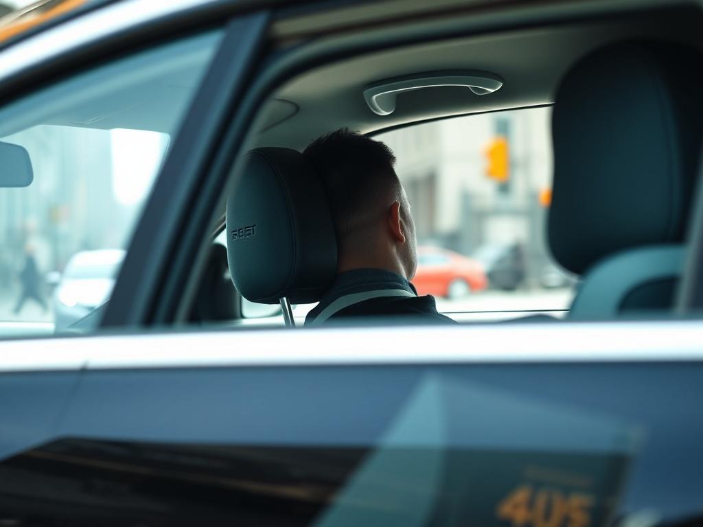 A close up shot of a passenger entering a pristine,