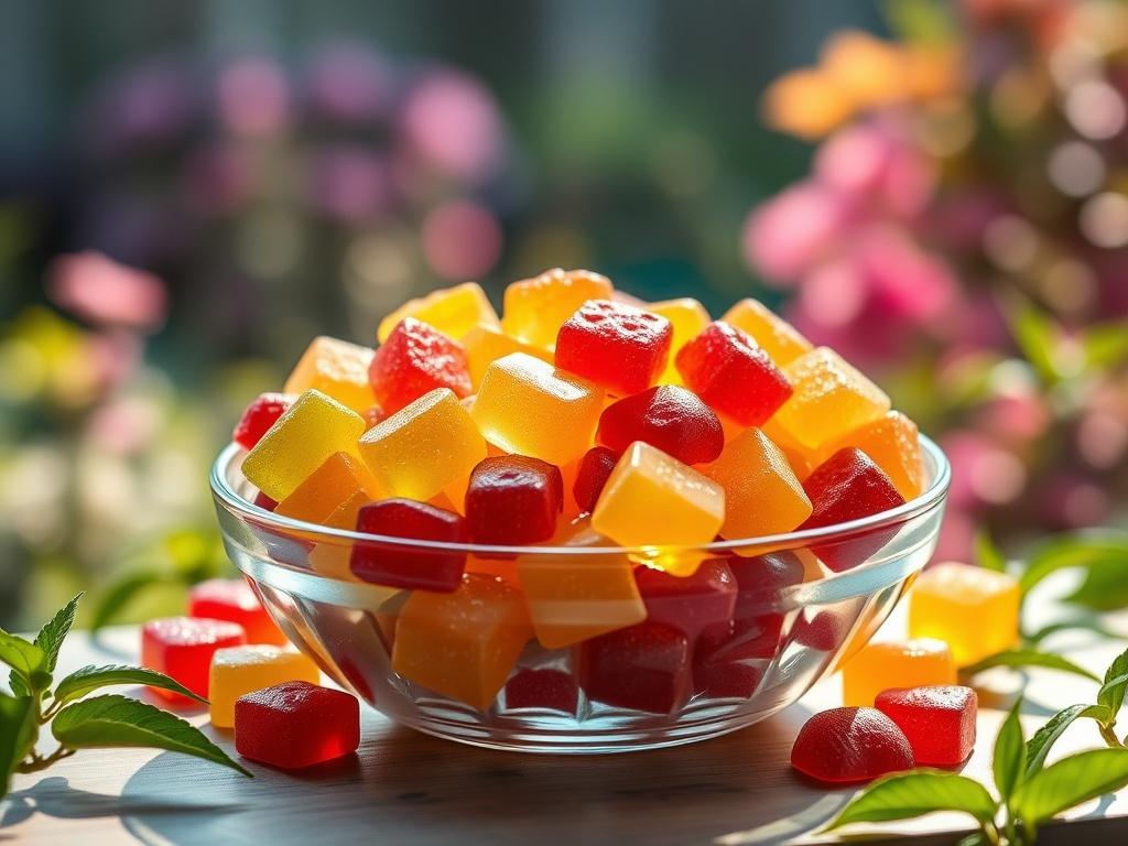 A high resolution of a colorful assortment of CBD gummies
