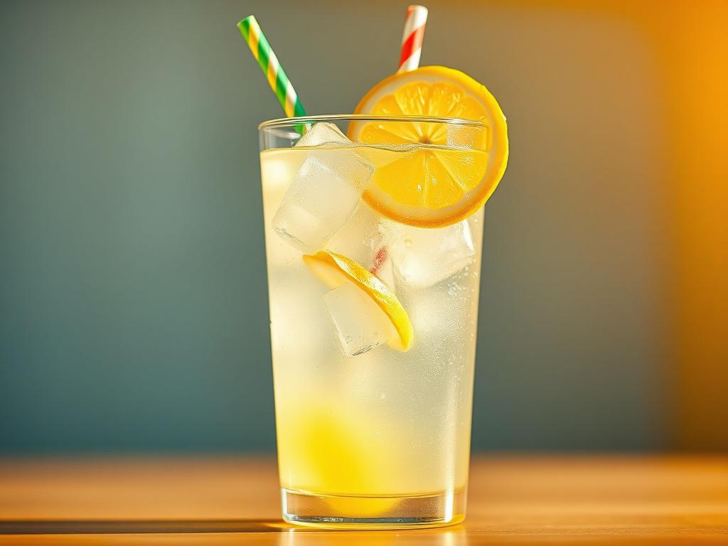 A close up shot of a tall, clear glass filled