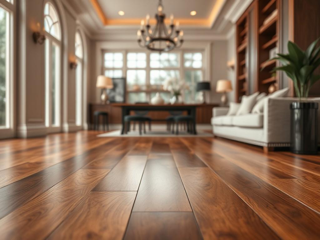 A beautifully designed room showcasing a luxurious hardwood floor