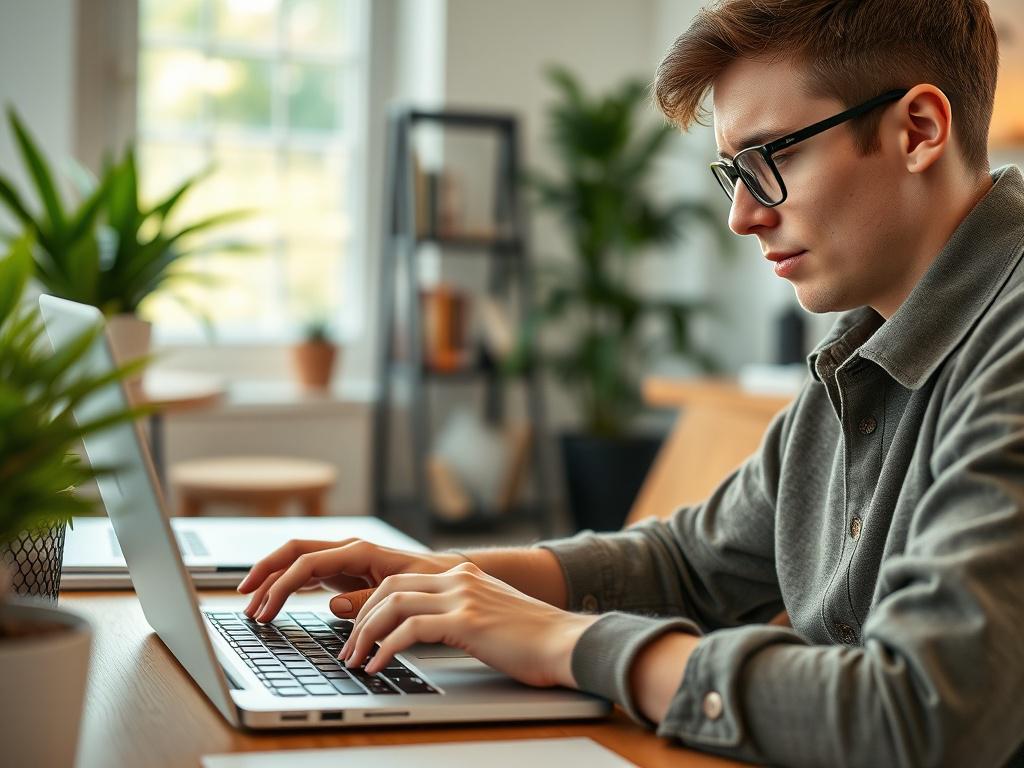 A close up shot of a person using a laptop