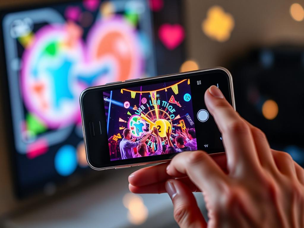 A close up of a smartphone displaying a vibrant social
