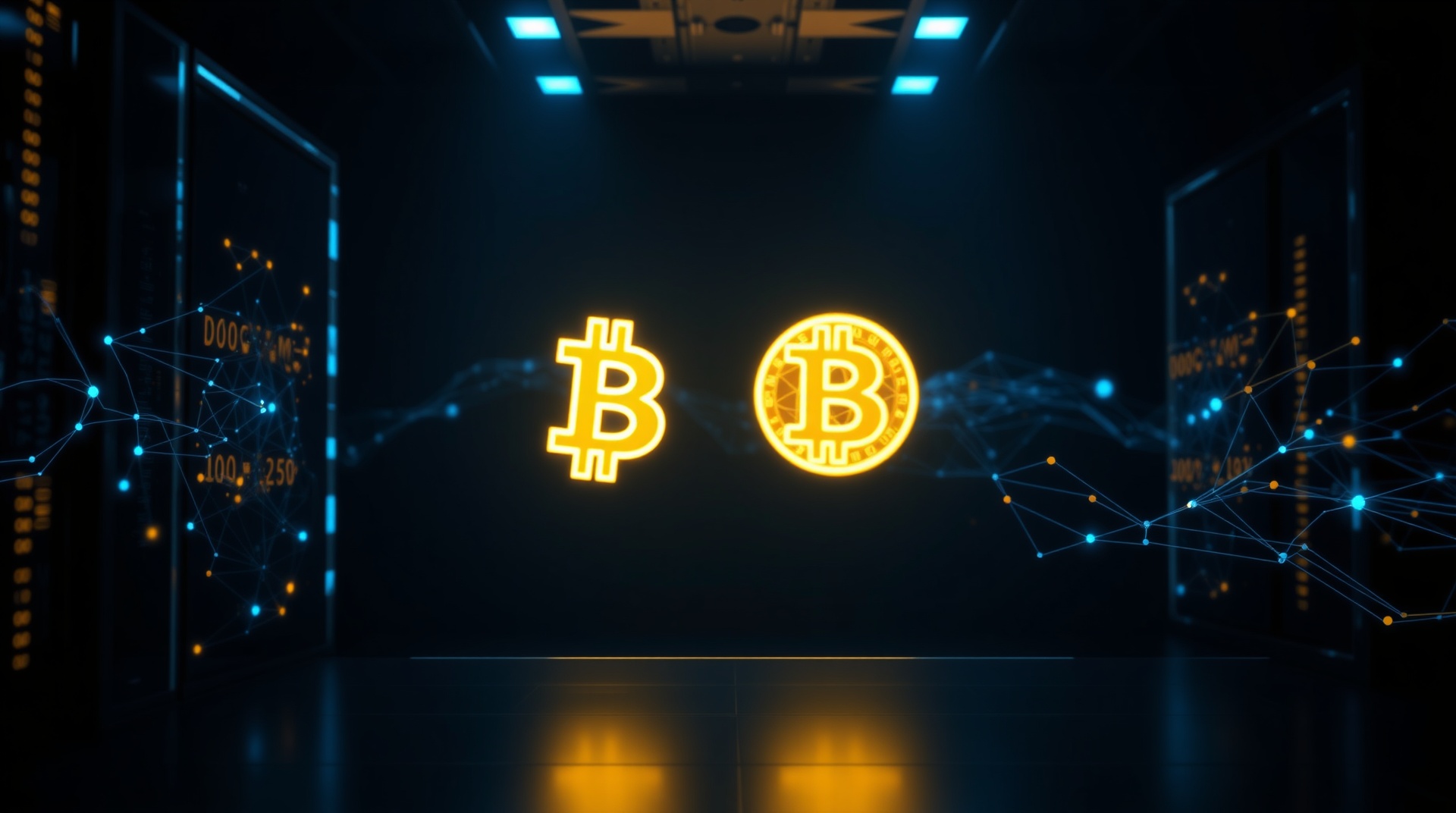 Cinematic Bitcoin mining visualization
