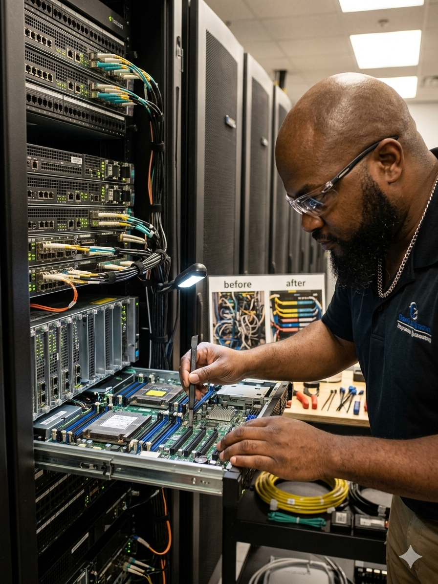 Professional surveillance system installation with monitoring displays