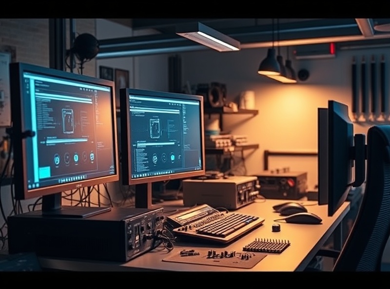 Professional diagnostic workspace with monitoring displays
