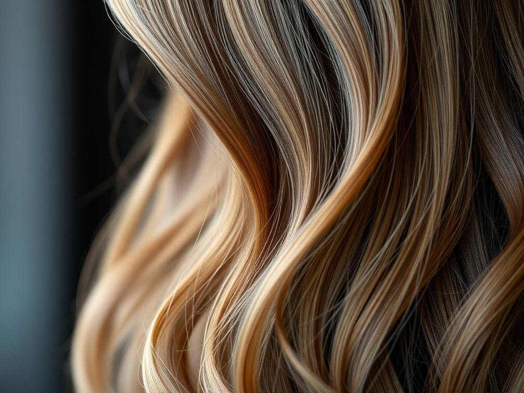A close up shot of a client's hair with luxurious