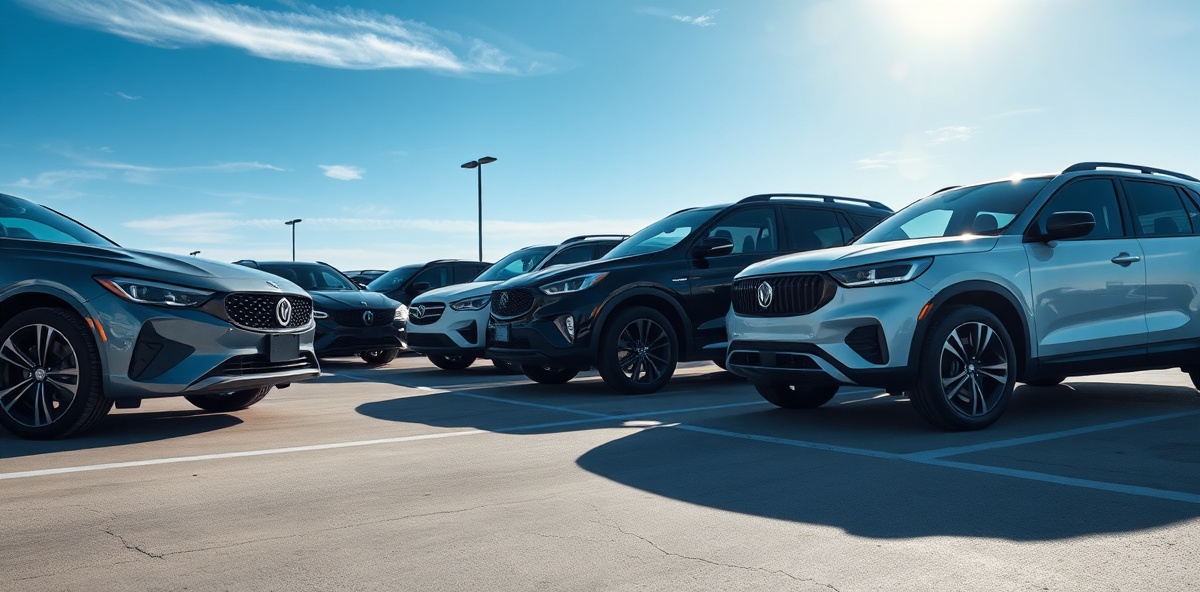 Modern cars in parking lot