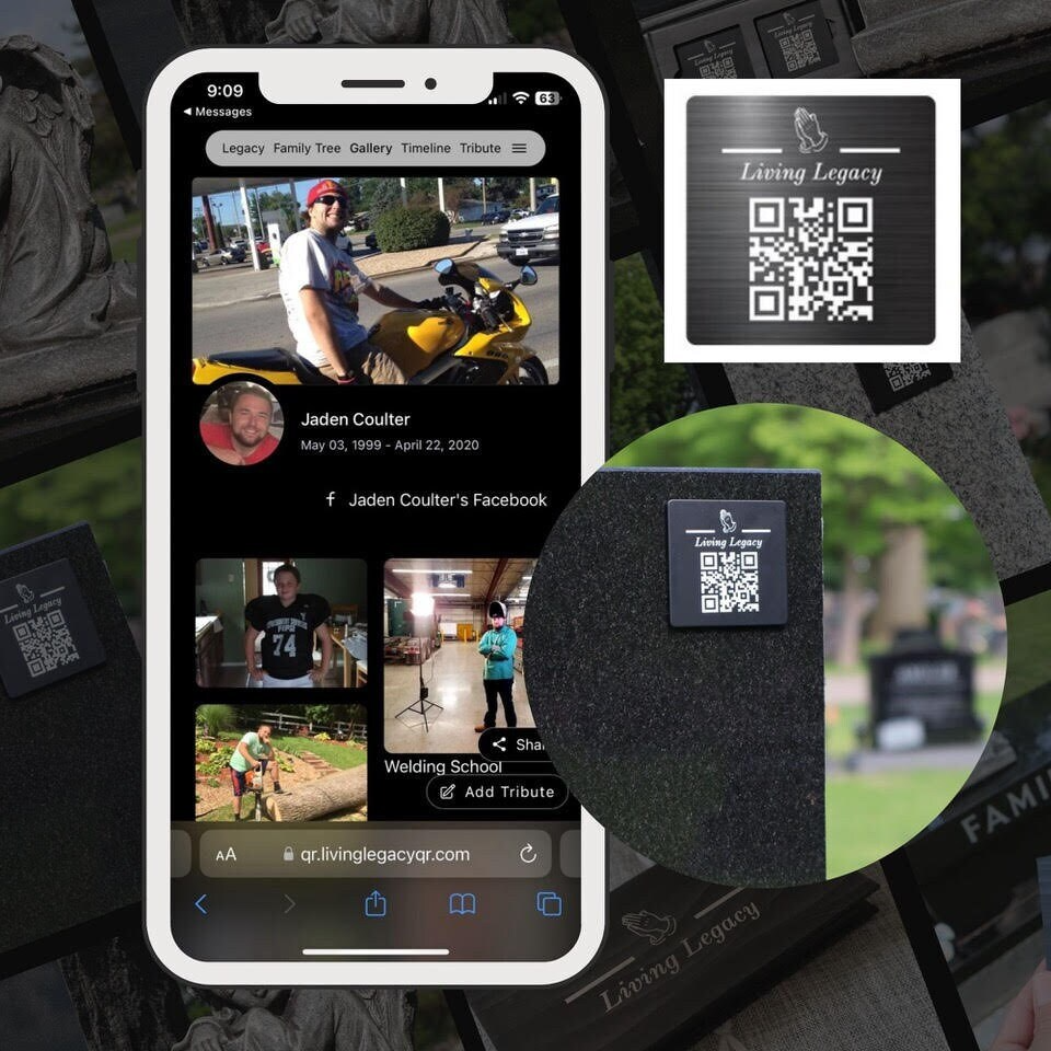 Digital memorial website with QR code