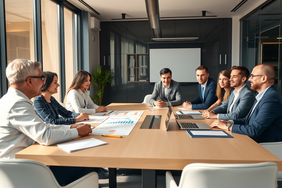 Equipo profesional en reunión