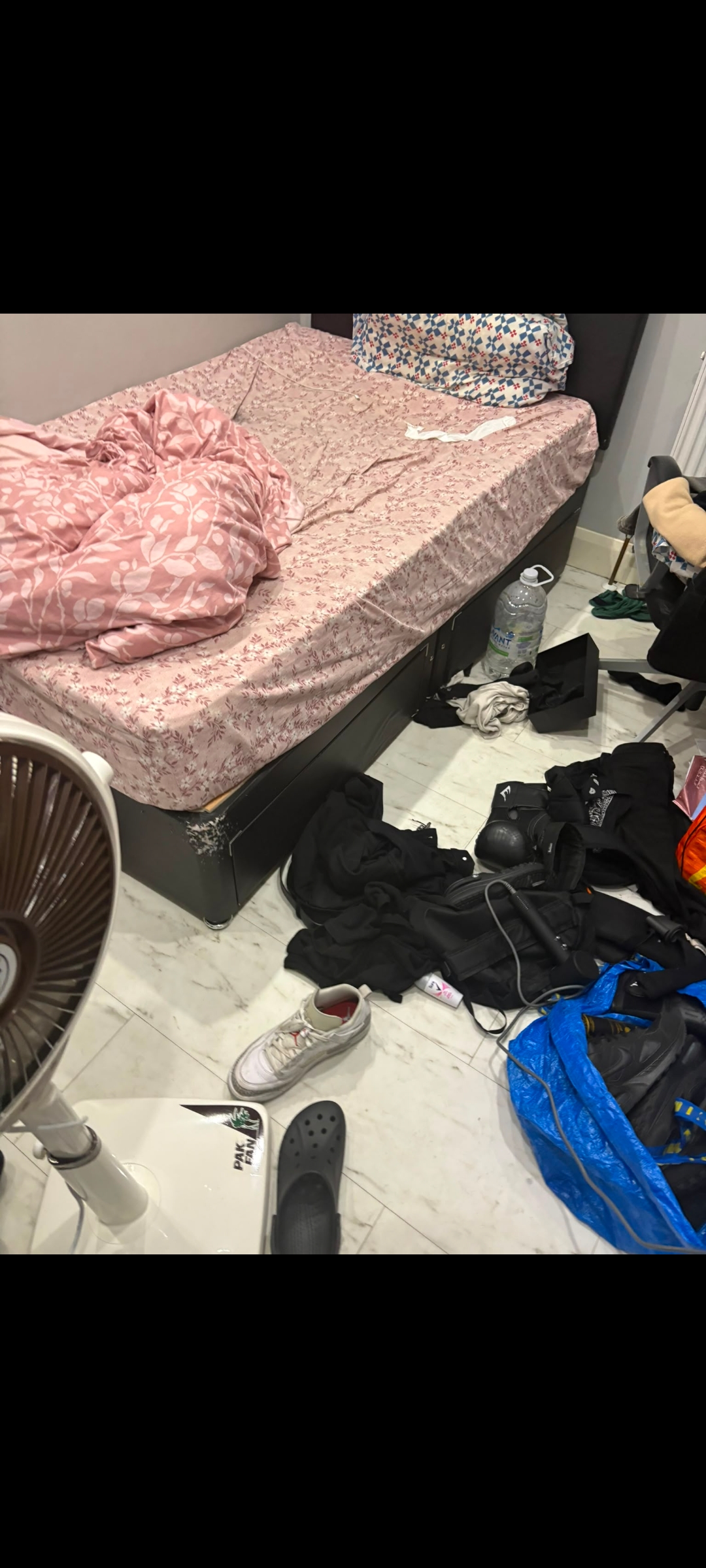 Messy bedroom before cleaning