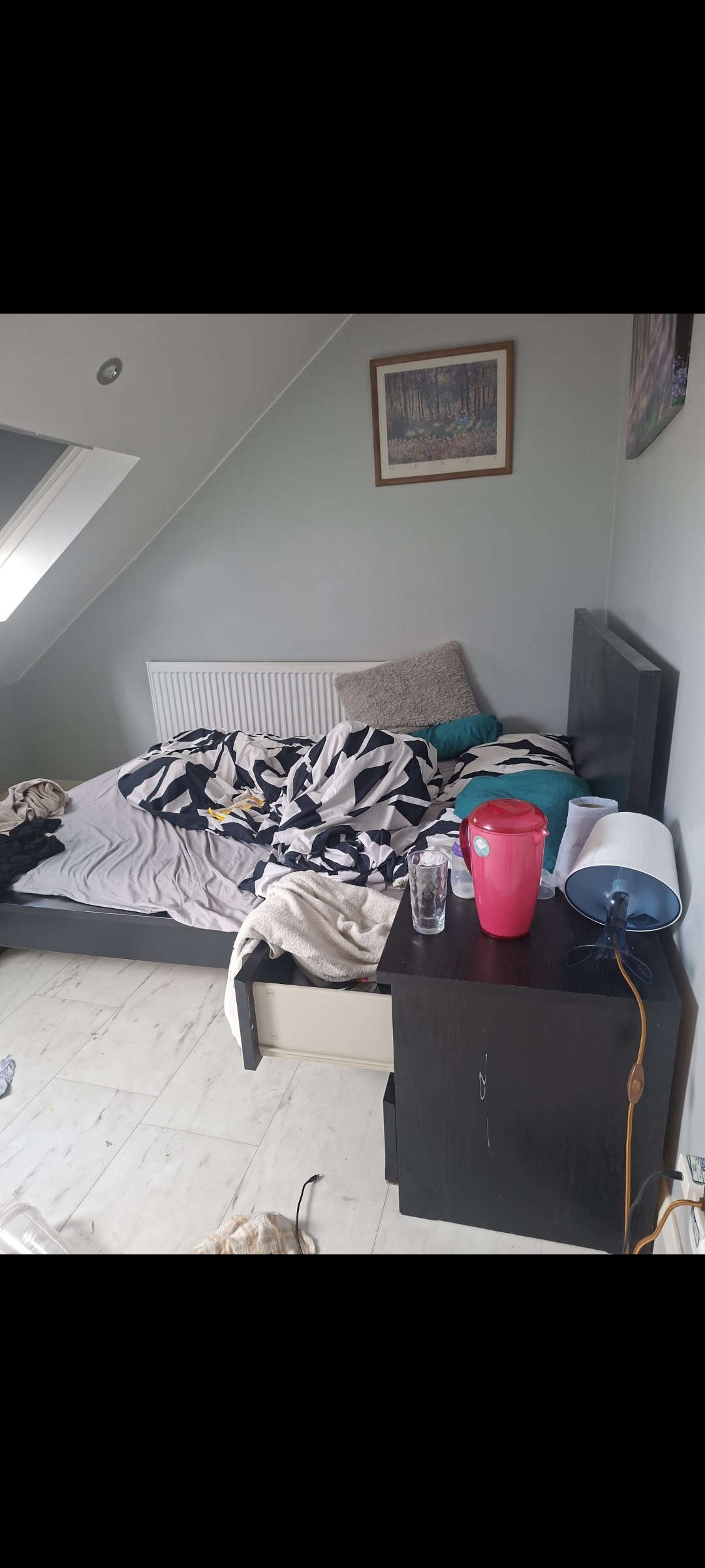 Cluttered room before cleaning