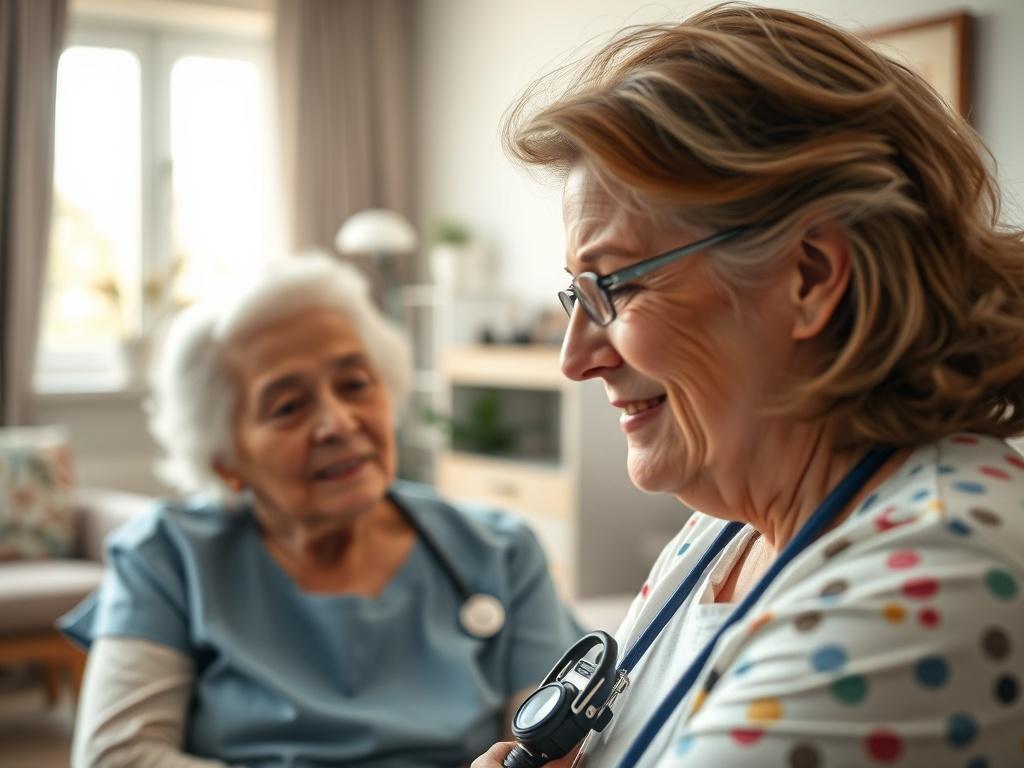 A certified nurse assistant providing compassionate care to an elderly