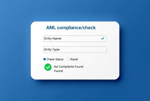 Check AML Complaint form mockup showing compliance verification interface