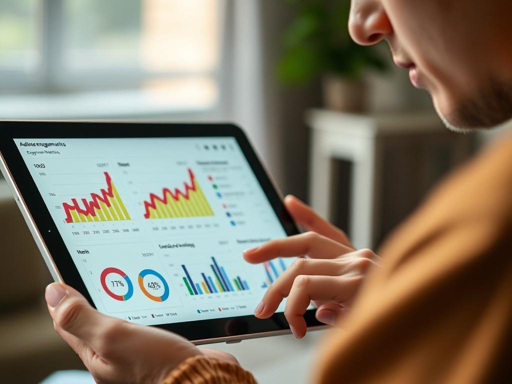 A close up shot of a person analyzing audience engagement