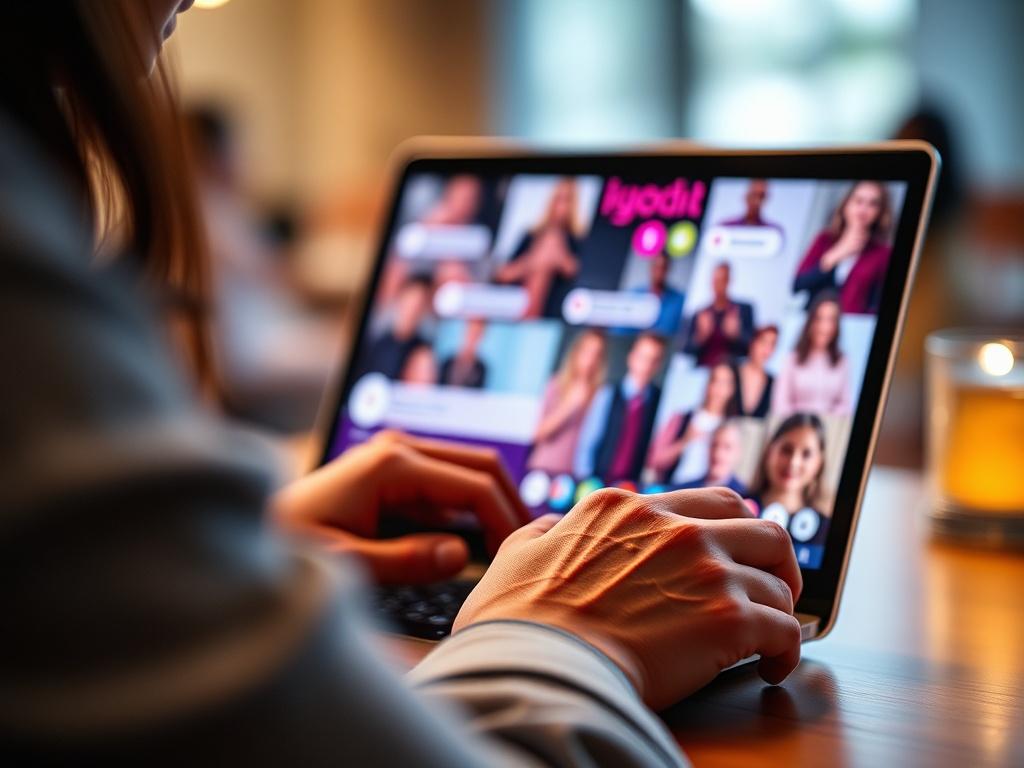 A close up shot of a person engaging with an