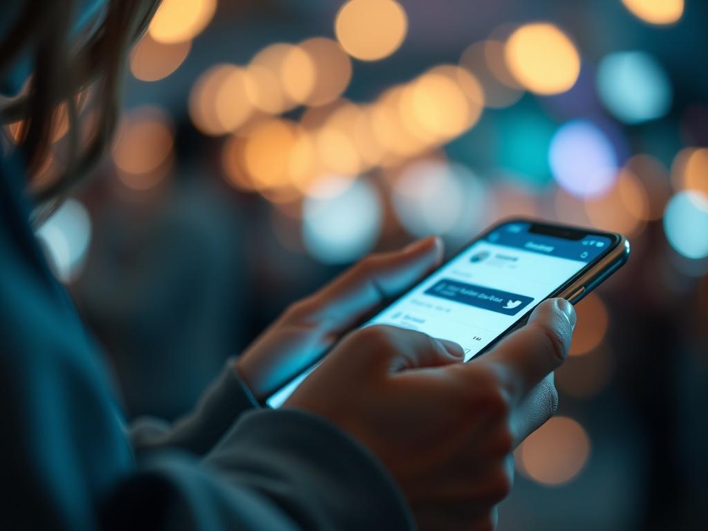 A close up shot of a person interacting with social