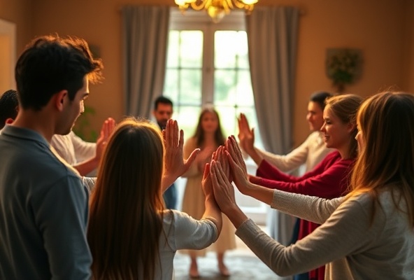 Join Us in Prayer - people in a prayer circle