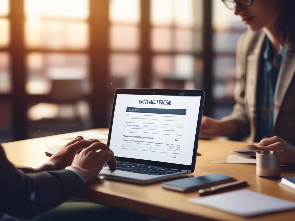 A close up shot of a person filling out an