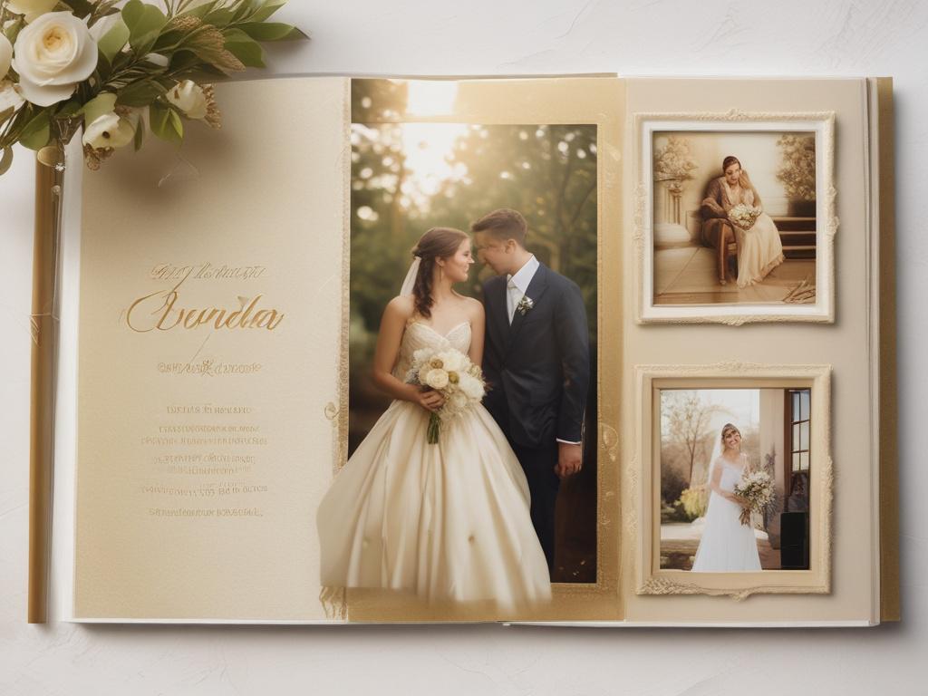An elegantly designed album open to reveal stunning images from