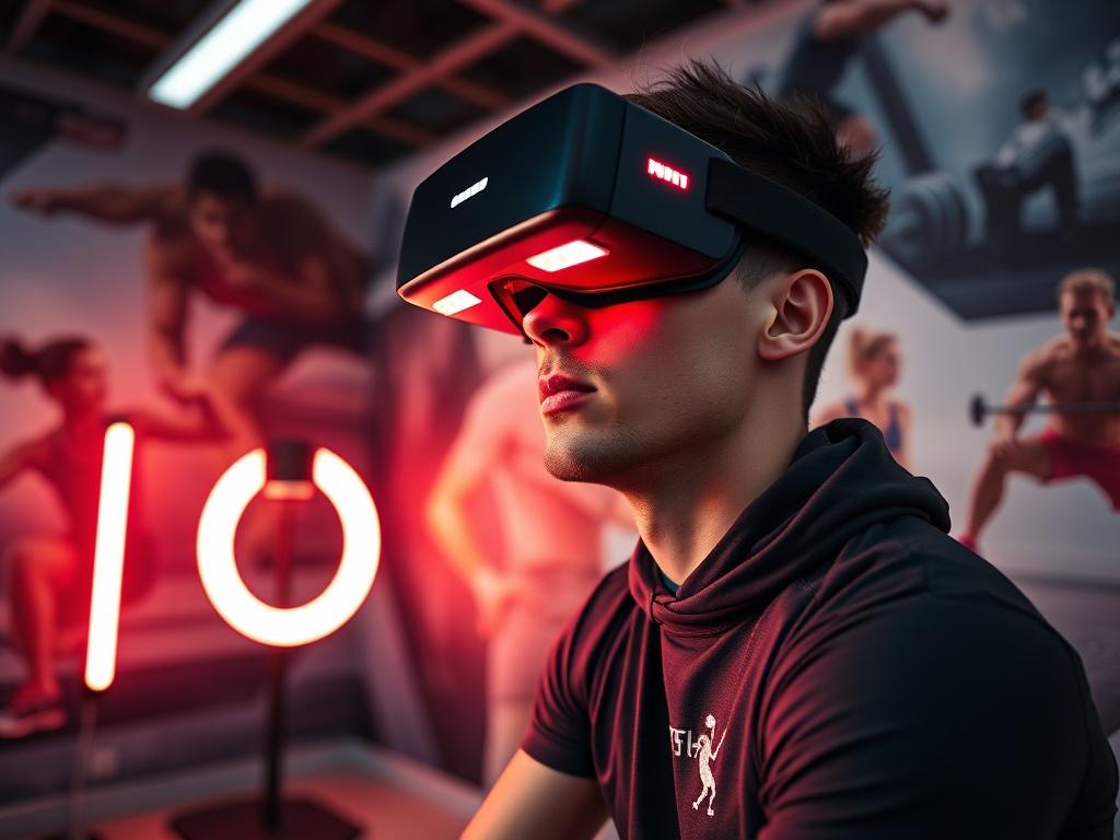 An athlete in a modern therapy room, engaging with a