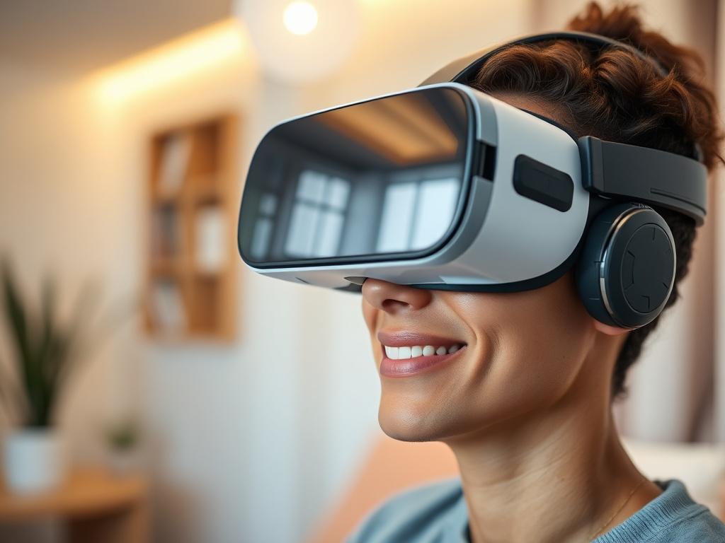 A close up shot of a person wearing a virtual