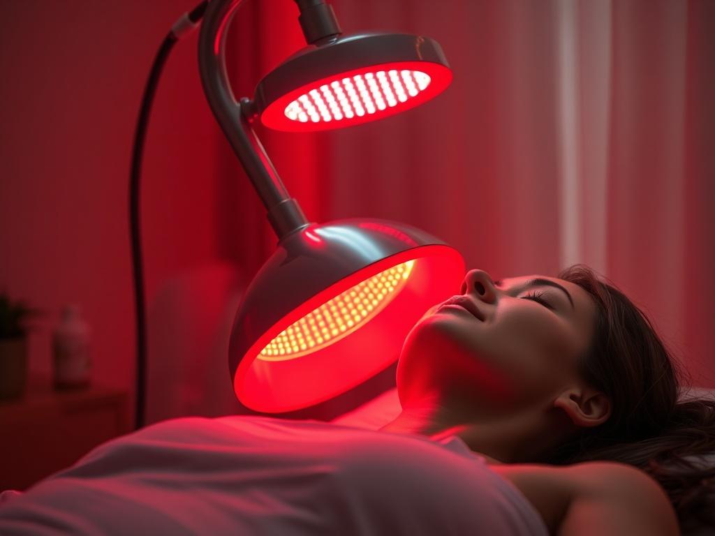 a hyper realistic close up of a red light therapy