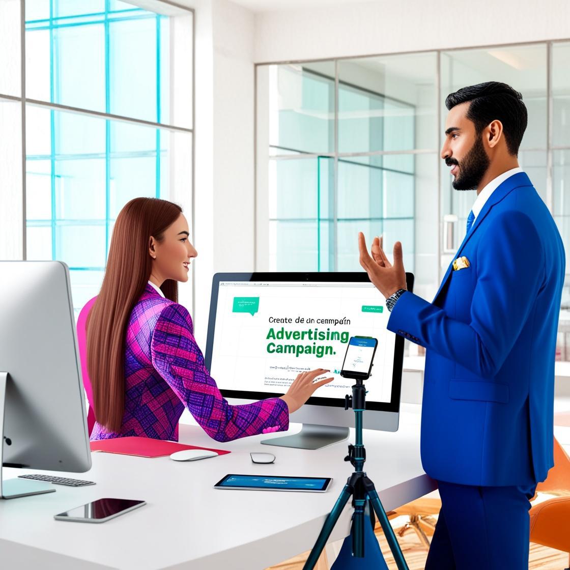 _ del angulo mas conveniente , con un celular en un trípode ,  solo se vea parcialmente  una mujer  joven delicada ,sentada en un escritorio haciendo una campaña publicitaria en una computadora si hay palabras en l.jpg